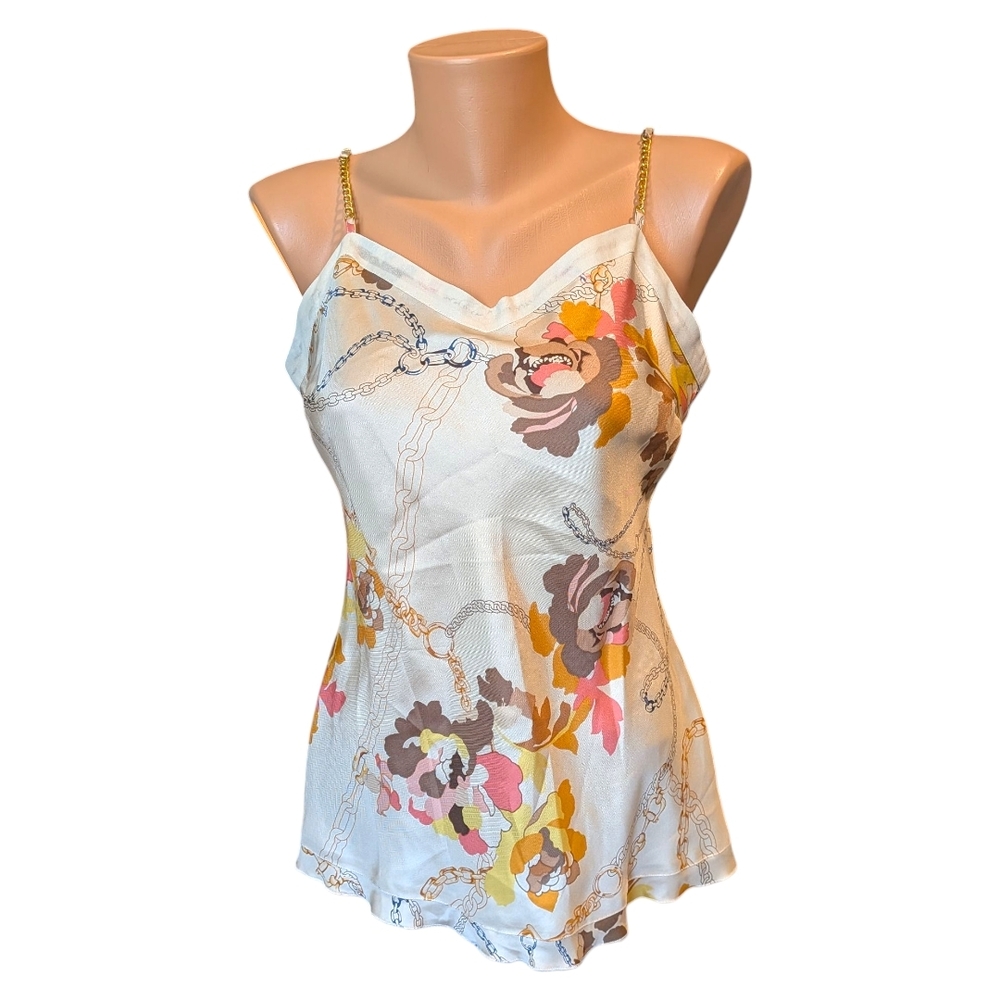 Charlotte Tarantola Silk Floral Chain Print Tank Top